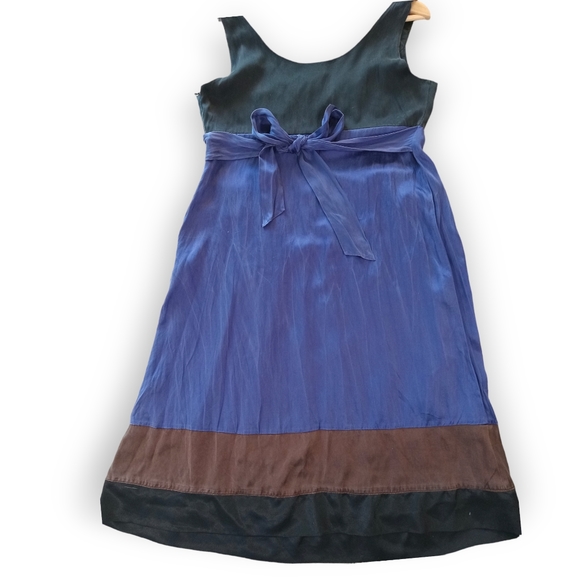 Mac & Jac 100% silk with lining Sleeveless dress with waist tie size 10 - Picture 3 of 9